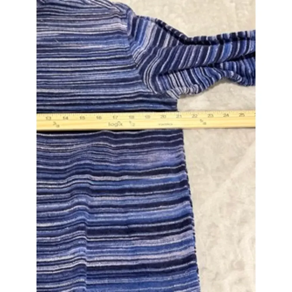 Breckenridge Blue Striped Button Front Knit Cardigan Top Medium